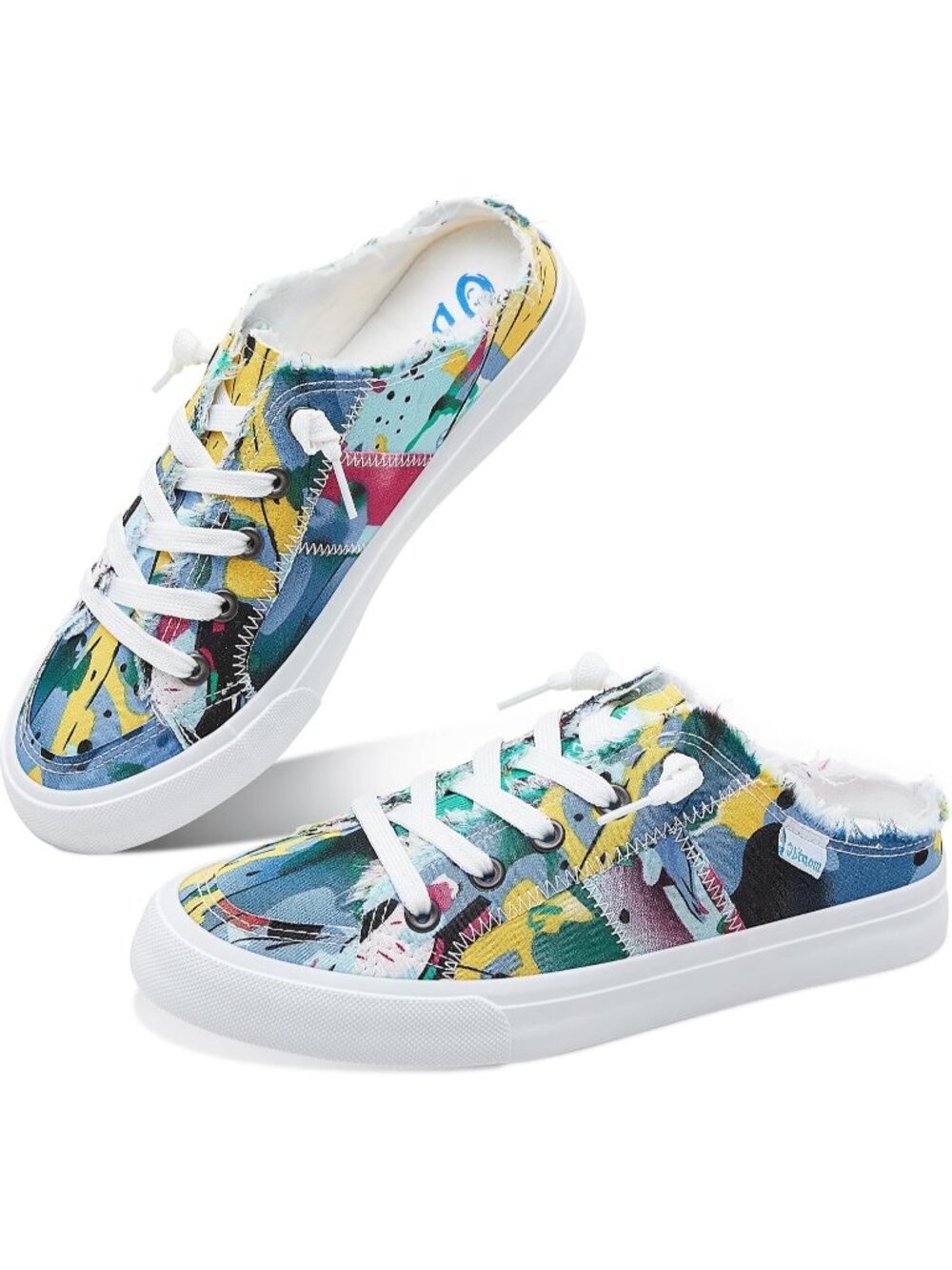 🆕Women's Multi Colour Canvas Mules Memory Foam Clipper Sneakers Comfortable